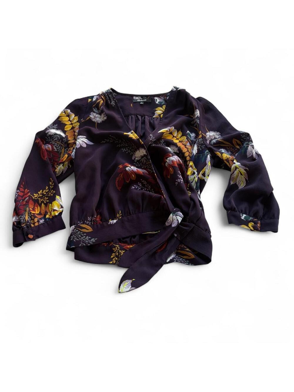 Madewell Dark Floral Wrap Blouse 🌙🌿